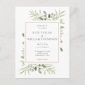 Greenery Blätter Wedding Foto Einladungspostkarte (Vorderseite)