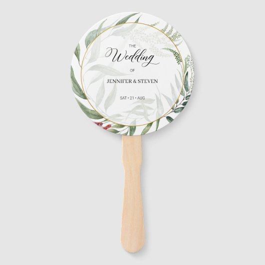 Greenery Blätter Wreath Wedding Willkommen Fächer (Vorderseite)