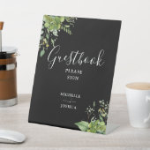 Greenery Bloral Black and White Gästebuch Sockelschild (In SItu)