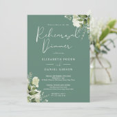 Greenery Bloral Eucalyptus Green Probe Dinner Einladung (Stehend Vorderseite)
