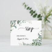 Greenery Bloral Eucalyptus Wedding RSVP Respond (Stehend Vorderseite)