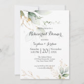 Greenery Bloral Gold Foil Blätter Probe Abendessen Einladung (Vorderseite)