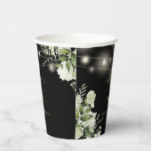 Greenery Bloral String Lights Black Gold Wedding Pappbecher (Rechts)