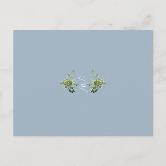 Greenery Blue First Holy Communion Save the Date Postkarte (Rückseite)