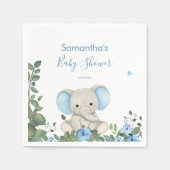 Greenery Blue Floral Elephant Baby Dusche Napkins Serviette (Vorderseite)
