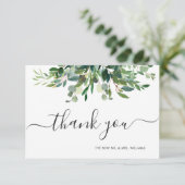 Greenery Blue Gum Eucalyptus Vielen Dank Einladung (Stehend Vorderseite)
