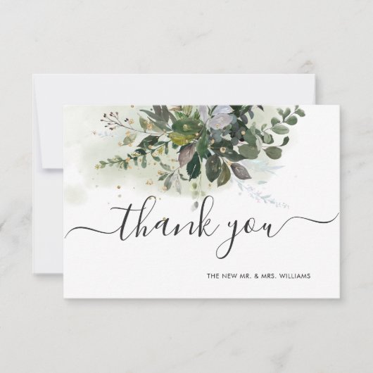 Greenery Blue Gum Eucalyptus Vielen Dank Einladung (Vorderseite)