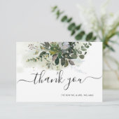 Greenery Blue Gum Eucalyptus Vielen Dank Einladung (Stehend Vorderseite)