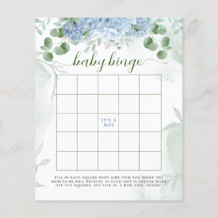Greenery Blue hydrangea Baby Bingo Baby Shower