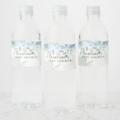 Greenery Blue Hydrangea Baby Dusche Wasserflaschenetikett (Flaschen)