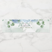 Greenery Blue Hydrangea Baby Dusche Wasserflaschenetikett (Einzelnes Label)