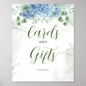 Greenery Blue hydrangea Cards and Gift Baby Shower Poster (Vorne)