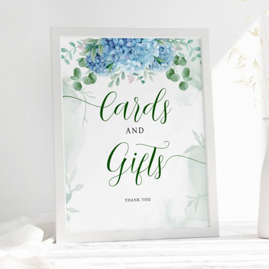 Greenery Blue hydrangea Cards and Gift Baby Shower Poster