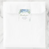 Greenery Blue Hydrangea Danke Baby Shower Quadratischer Aufkleber (Tasche)