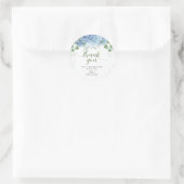 Greenery Blue Hydrangea Danke Baby Shower Runder Aufkleber (Tasche)