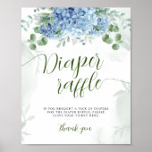 Greenery Blue Hydrangea Diaper Raffle Baby Dusche Poster (Vorne)