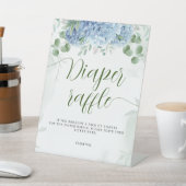 Greenery Blue Hydrangea Diaper Raffle Baby Dusche Sockelschild (In SItu)