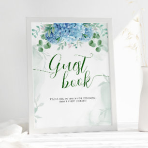 Greenery Blue hydrangea Gästebuch Babydusche