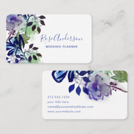Greenery Blue Lila Floral Typografie Visitenkarte
