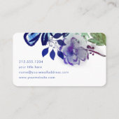 Greenery Blue Lila Floral Typografie Visitenkarte (Rückseite)