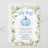 Greenery Blue Pumpkin Baby Shower Einladung (Vorderseite)