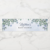 Greenery Blue Watercolor Wasserflaschenetikett (Einzelnes Label)