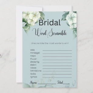 Greenery & Blume Bridal Blue Word Scramble Game Einladung