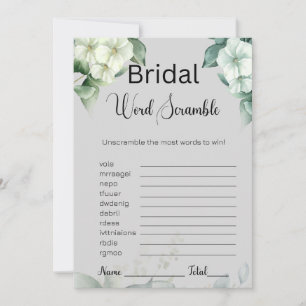 Greenery & Blume Bridal Gray Word Scramble Game Einladung