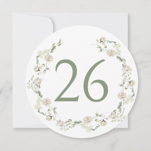 Greenery Blumenreath Wedding Circle Tischnummer (Rückseite)