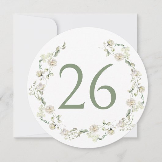 Greenery Blumenreath Wedding Circle Tischnummer (Vorderseite)