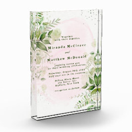 Greenery Blush Pink Airy Keepake Wedding Einladung Fotoblock