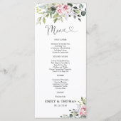 Greenery Blush Pink Hochzeitsfeier Menü Menükarte (Vorderseite)
