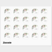 Greenery Blush Pink Wedding Classic Round Sticker (Blatt)