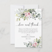 Greenery Blush Pink Wedding Danke Karten (Vorderseite)