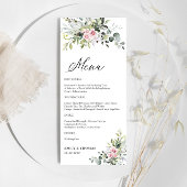 Greenery Blush Pink Wedding Menu Menükarte