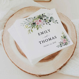 Greenery Blush Pink Wedding Napkins Serviette