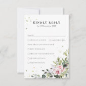 Greenery Blush Pink Wedding RSVP Card (Vorderseite)