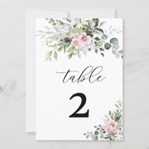 Greenery Blush Pink Wedding Tischnummer