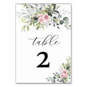 Greenery Blush Pink Wedding Tischnummern (Rückseite)
