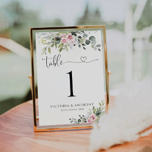 Greenery Blush Pink Wedding Tischnummern