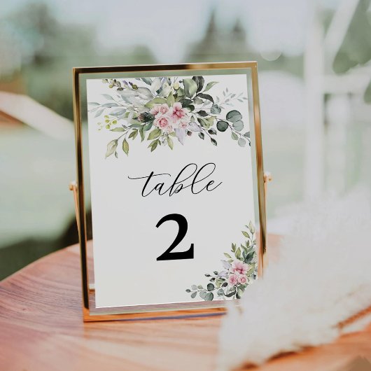 Greenery Blush Pink Wedding Tischnummern