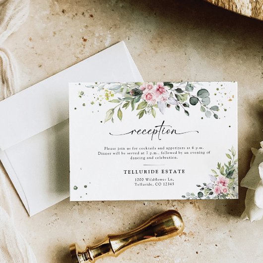 Greenery Blush Wedding Reception Enclosure Card Begleitkarte