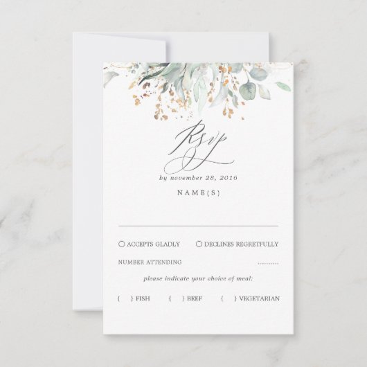 Greenery Bohemisch Wedding RSVP Karte (Vorderseite)