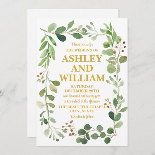 Greenery Boho Bohemisch Wedding Einladung (Vorne/Hinten)