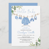 Greenery Boho Clothes Boy Baby Shower Einladung (Vorne/Hinten)