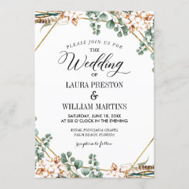 Greenery Boho Eucalyptus Glitzer Frame Wedding Einladung
