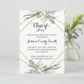 Greenery Boho Geometric Class of 2019 Abschluss Einladung (Stehend Vorderseite)