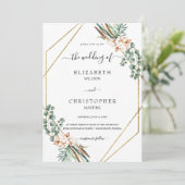 Greenery Boho Geometric Frame QR Code UAWG Wedding Einladung (Stehend Vorderseite)