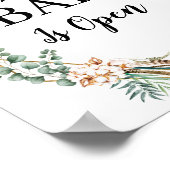 Greenery Boho Glitzer Frame Open Bar Menu Zeichen Poster (Ecke)