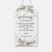 Greenery Boho Glitzer Frame Script Wedding Willkom Geschenkanhänger (Vorderseite)